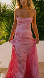 Fashion Pink Sheath Long Prom Dresses, Floral Printed Birthday Party Dress, Holiday HZ0307