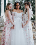 Floral Sheath Long Bridesmaid Dresses, HZ0307