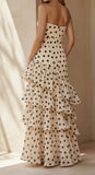 Free Shipping Available White Black Polka Dots Prom Dress - Sweetheart Ruffle Chiffon Sheath HZ0307
