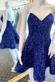 Glitters Blue Sequin A-line Short Party HZ0307