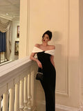 Gorgeous Mermaid Off The Shoulder Black Date Night Dress Prom Dresses Birthday Outfits, HZ0307