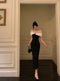 Gorgeous Mermaid Off The Shoulder Black Date Night Dress Prom Dresses Birthday Outfits, HZ0307