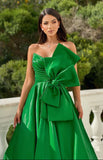Green A-Line Long Prom Dresses Bowknot Evening Party HZ0307