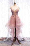 High Low Blue Lace Appliques Party HZ0307