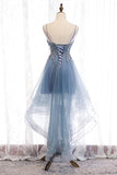 High Low Blue Lace Appliques Party HZ0307