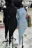 High Neck Tight Sequins Long Dress with HZ0307
