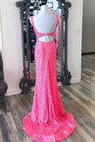 Hot Pink Sequin Mermaid Long Formal HZ0307