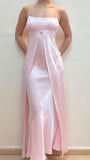 Light Pink Sheath Long Prom Dresses Spaghetti Straps Full Length Birthday Party HZ0307