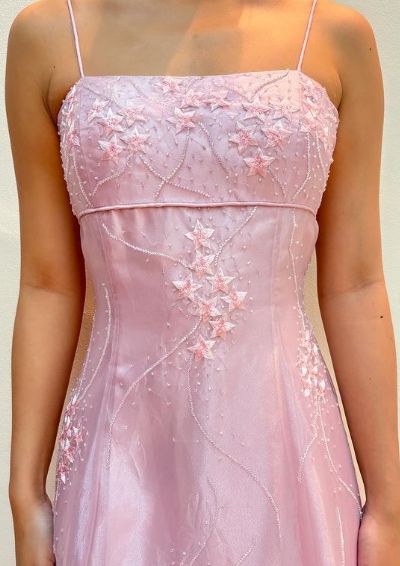 Light Blue Stars Sheath Long Prom Party Dress Spaghetti Straps Evening Formal HZ0307
