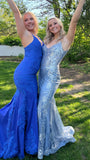 Luxury Mermaid Applique Long Formal Prom Dresses, HZ0307