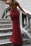 Mermaid Sequin Lace Prom Dresses Evening Party Dress With Lace Up HZ0307