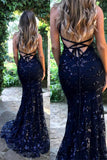 Mermaid Sequin Lace Prom Dresses Evening Party Dress With Lace Up HZ0307