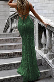 Mermaid Sequin Lace Prom Dresses Evening Party Dress With Lace Up HZ0307