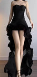 Modern Black Hi- Lo Party Dresses Sweetheart Gala Prom Dress Short Girls HZ0307