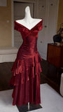 Off The Shoulder Burgundy Shiny Prom Dresses Slim Birthday Dance HZ0307
