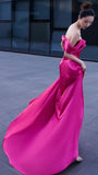 Off The Shoulder Fuchsia Mermaid Long Evening Party Dress, Senior Prom HZ0307