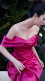 Off The Shoulder Fuchsia Mermaid Long Evening Party Dress, Senior Prom HZ0307