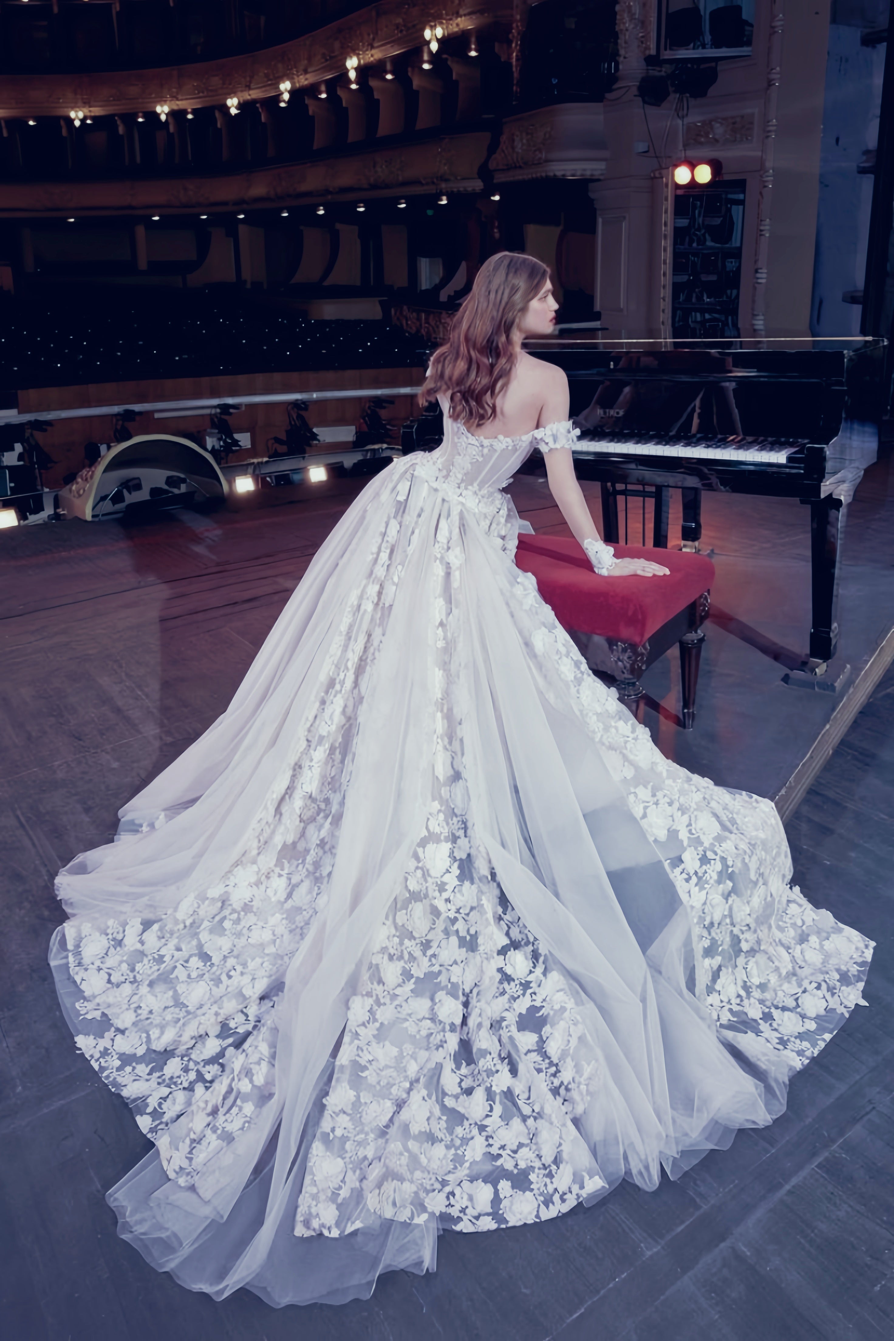 Off The Shoulder White 3D Floral Wedding Dress Boho Wedding Bridal Dress, HZ0307