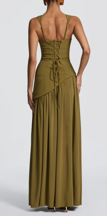 Olive Green Sheath Chiffon Prom Dress Bodycon Full Length Party Dresses Bridesmaid HZ0307