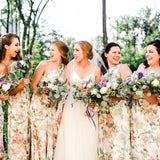 One Shoulder Floral Bridesmaid Dress, HZ0307