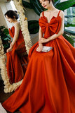 Orange Bow Knot Long Formal HZ0307