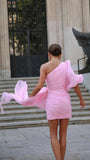 Pink Chiffon Short Party Dress Sexy Mini Homecoming HZ0307