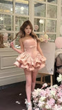 Pink Homecoming Dresses Mini Party Dress Birthday Prom Graduation HZ0307