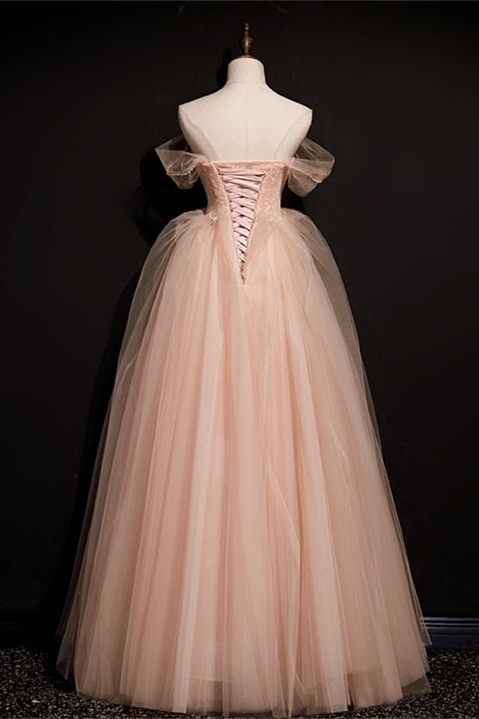Peach Ball Gown with Off the Shoulder HZ0307