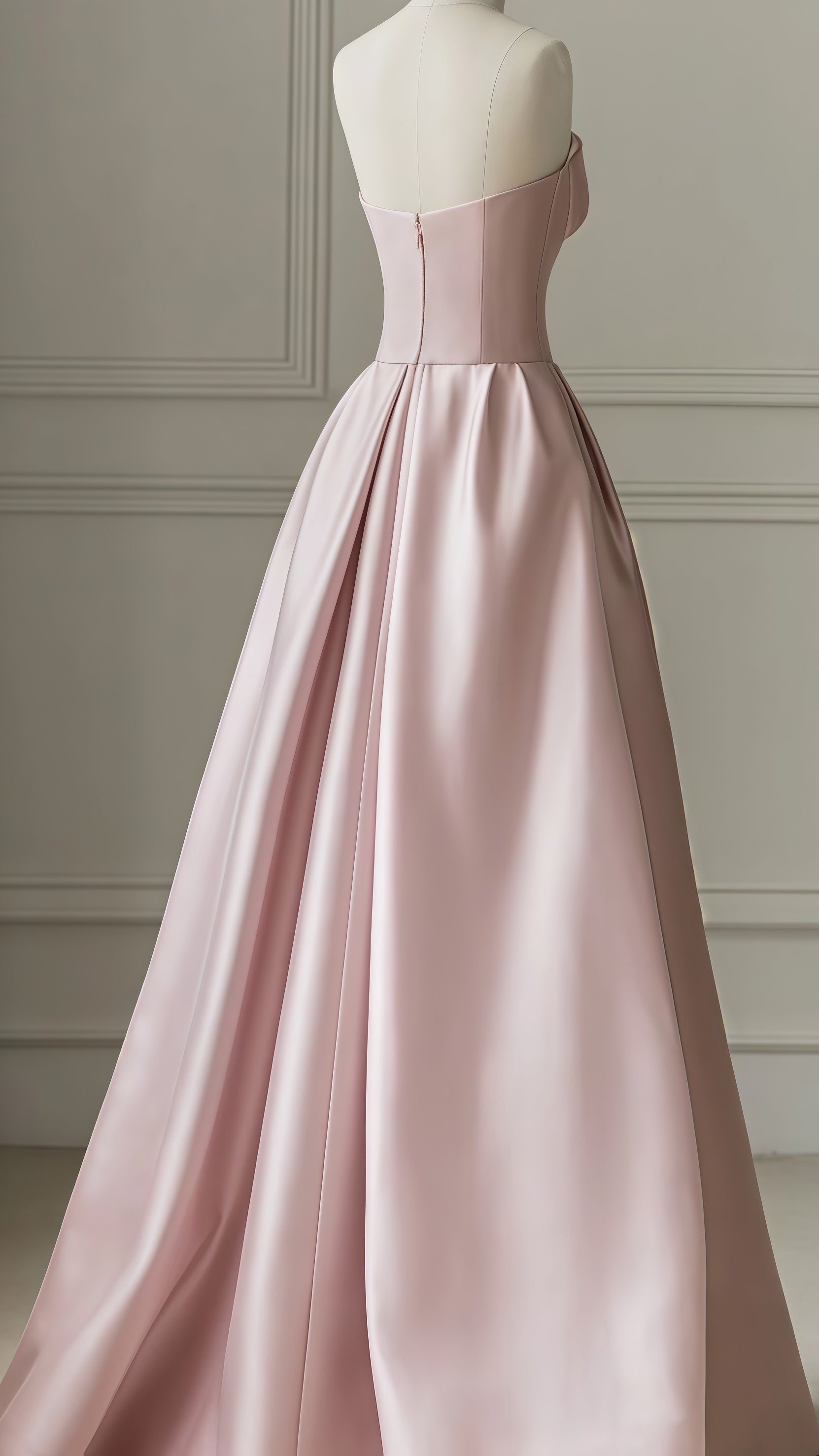 Pink Strapless A-Line Prom Dress With Dots Tulle Party Dresses, HZ0307