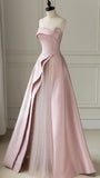 Pink Strapless A-Line Prom Dress With Dots Tulle Party Dresses, HZ0307