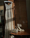Pretty Mermaid Halter Neckline Long Sequin Champagne Party Dresses Prom Dress , HZ0307