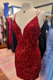 Purple Sequin Straps Tight Mini Party HZ0307