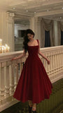 Red Chiffon A-line Prom Dresses Ankle Length Evening Formal Dress Birthday Party HZ0307