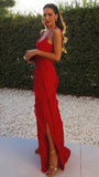 Red Chiffon Ruffle Evening Prom Dresses With Open HZ0307