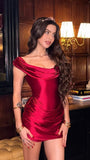 Red Homecoming Dress,Natural Hanging Neck Bodycon Short Birthday Party HZ0307