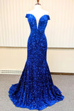 Red Sequin Mermaid Off the Shoulder Long Formal HZ0307