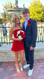 Red Strapless Homecoming Dresses Sleeveless Mini Party Gown, HZ0307