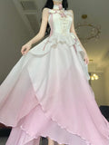 Sexy A line Ombre Pink Chiffon Dress Long Prom Dresses Night Dress Birthday Outfits, HZ0307
