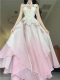 Sexy A line Ombre Pink Chiffon Dress Long Prom Dresses Night Dress Birthday Outfits, HZ0307