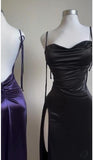 Sexy Bodycon Purple Evening Prom Dresses Slit Party HZ0307