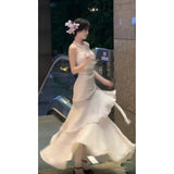 Sexy Mermaid Spaghetti Straps Ivory Long Prom Dresses Night Dress Birthday, HZ0307