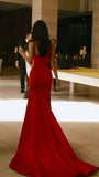 Sexy Red Mermaid Satin Prom Dresses, Long Party Dress For HZ0307