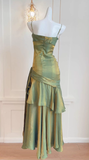 Shiny Green Spaghetti Straps Ruffle Party Dress Sweetheart Formal Prom HZ0307