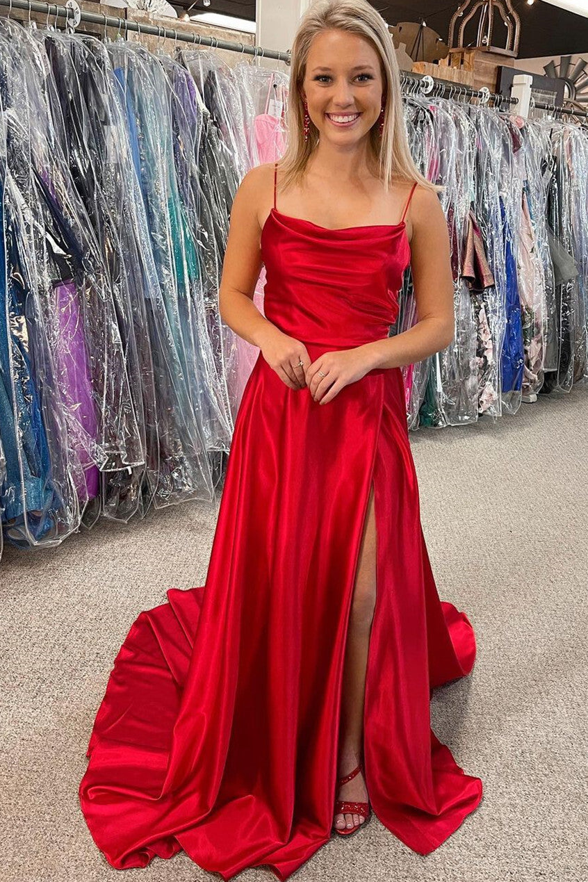 Simple Green A-line Spaghetti Straps Long Prom HZ0307