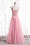 Simple Straps A-line Pink Long Party HZ0307