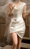 Slim White Off The Shoulder Wedding Dresses Short Bridal HZ0307