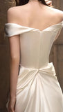 Slim White Off The Shoulder Wedding Dresses Short Bridal HZ0307