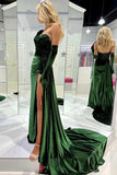 Soft Velvet Dark Green Sweetheart Party Dress, Senior Prom Dress Long, HZ0307