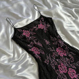 Spaghetti Straps Floral Black Prom Dresses Sequined Evening Party HZ0307