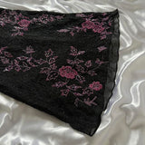 Spaghetti Straps Floral Black Prom Dresses Sequined Evening Party HZ0307